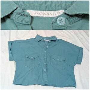 Manaola Shirt Wahine Women's Crop Button Up Collared Top Size XXL 2XL